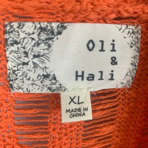 Oli & Hali Maxi Cardigan Womens Extra Large Orange Knitted Belted Lagenlook - Picture 3 of 5